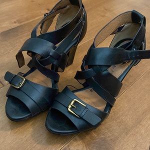 Black leather platform sandals. Size 7.5 by Sofft. Only worn a few times